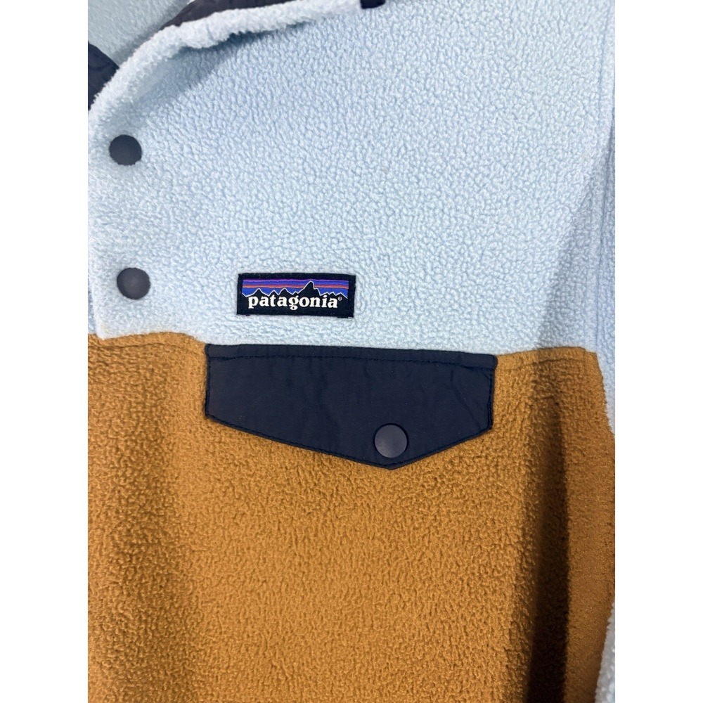 Patagonia Synchilla Snap-T Pullover WOMENS MEDIUM Blue Brown - Picture 2 of 8